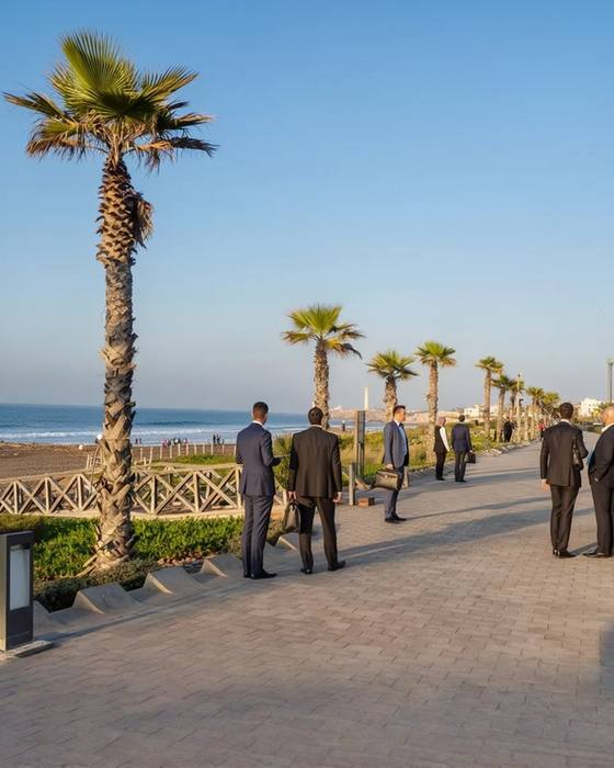 Invités sur l’esplanade face à la mer à Anfaplace