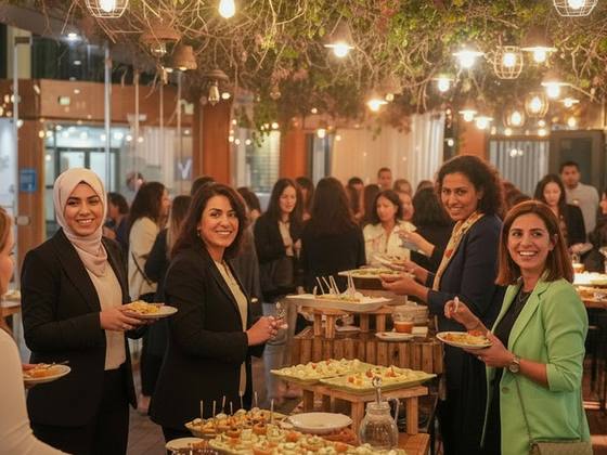 Cocktail de networking autour d’un buffet