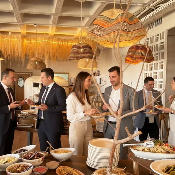 Convives autour d’un buffet au restaurant Nola