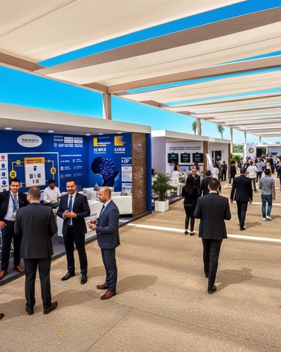 Salon professionnel avec stands sur l’esplanade de Bouskoura